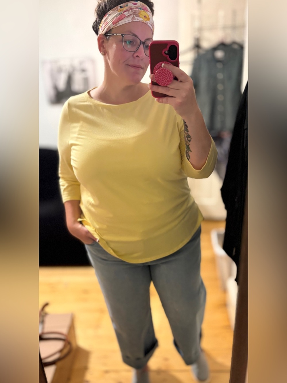 Kim Gravel Belle Yellow Super Soft Quarter Length Sleeve Top